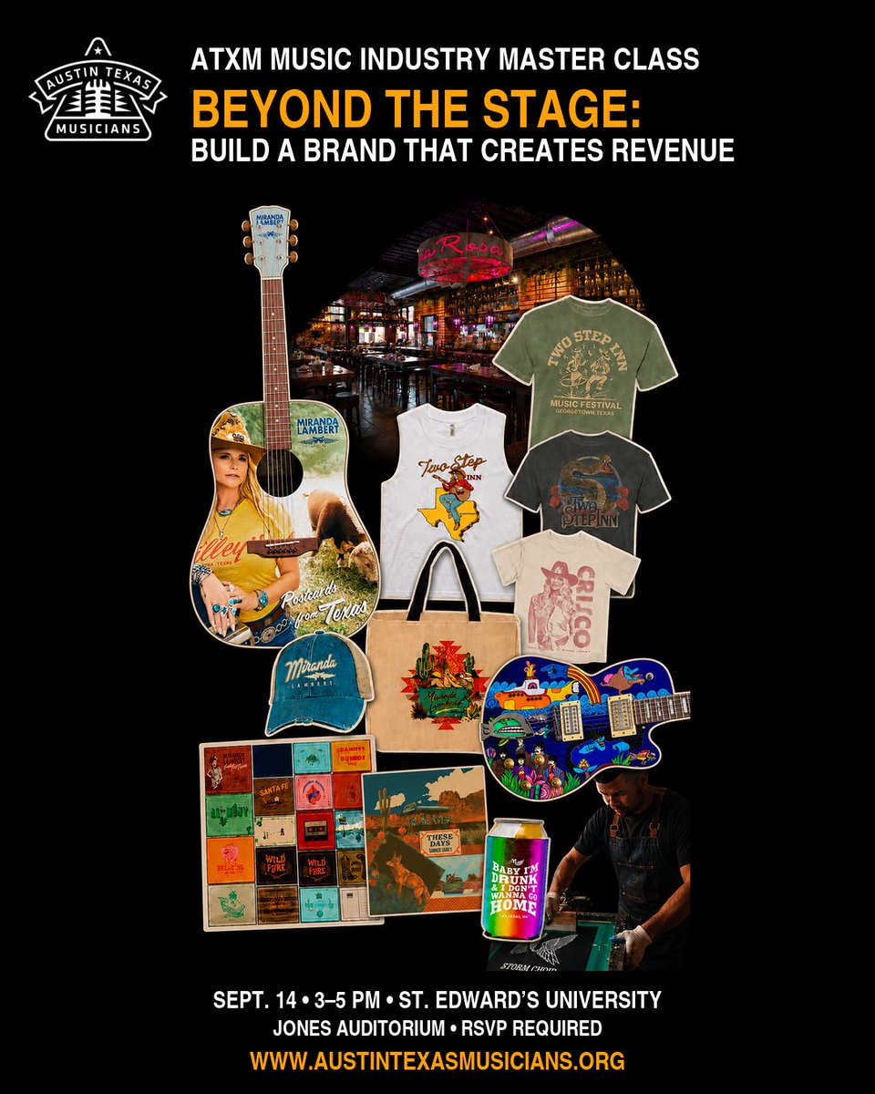 atxmusicians's tweet photo. ⚡ Musicians: Don’t miss this FREE opportunity.

Learn branding + merch from Bev Lambert, Scott Friedeck, Dorothy Nottingham + Clint Avants.

Real-world strategies you can use to grow your audience, brand + revenue.

Sept. 14 | Only 300 seats.

RSVP TODAY:https://t.co/i71luvOvK5 https://t.co/uZTiF3ILu5