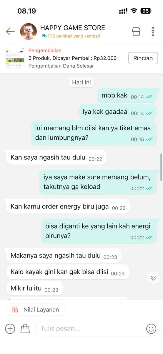 dukeofsemarang's tweet photo. HATI-HATI ADA SELLER GILA DI SHOPEE ⚠️

Kronologi:
1. Beli item game township di shopee
2. Seller konfirmasi kalau ada item yang gak bisa di top up 
3. Buyer tanya karena dari 3 orderan belum ke top up semua
4. Seller ngamuk tanpa sebab, pikirnya buyer adu argumen padahal gak ada adu argumen sama sekali.
5. Seller begging kalau buyer harus MINTA MAAF ke dia. 
6. Buyer udah minta maaf dan seller masih gak terima
7. PALING GONGNYA SELLER OBRAK-ABRIK GAME BUYER YANG SECARA SAH UDAH BELI ITEM DI DIA

Chat selanjutnya ada di bawah 👇
