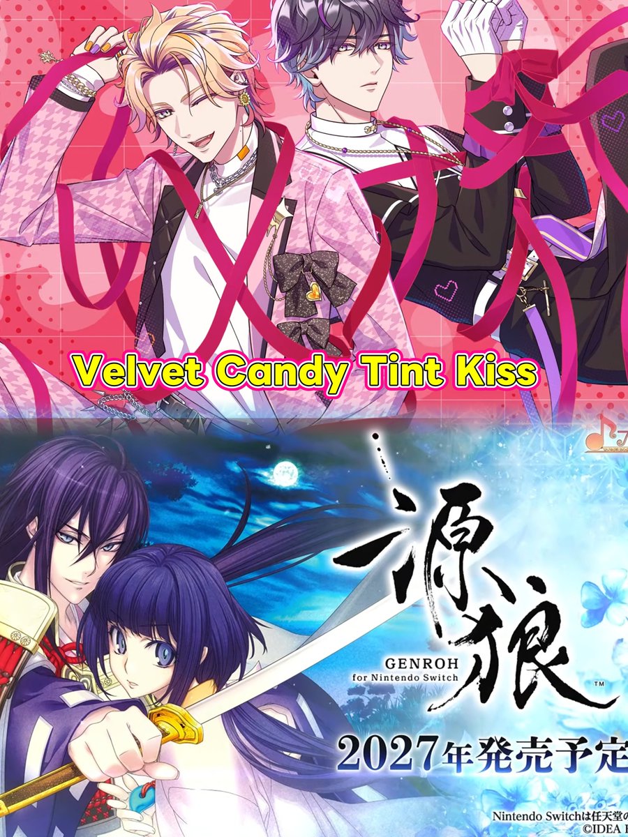 ryehartyonotome's tweet photo. Which otomate party announcement are you most excited for?! 😆

💋 Velvet Candy Tint Kiss
⚔️ Genroh (port)
🌸 Hakuoki Shinkai: Kiwami (Hakuoki Compilation for Switch 2)
❄️ Kimi wa Yukima ni Koinegau FD
🌂 Shinsou no Doppelt
🏮 Ayashiki Tougenkyou no Arias
🎭 Charade Maniacs FD https://t.co/LMWjdjUI99