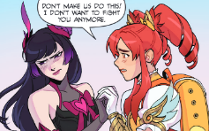 Illarilover17's tweet photo. "they only hug" lets not forget their relationship has been hinted on since dokiwatch 1 and that theyre not only the colors of the lesbian flag but also that widowmaker literally calls them soulmates, https://t.co/2cHo9UUyOW