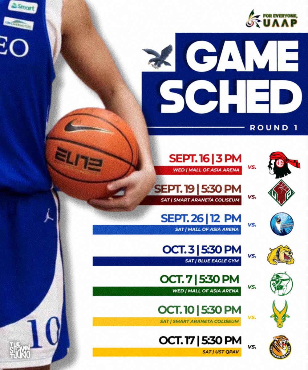 theshawntuano's tweet photo. AMBT Round 1 Schedule 🦅💙

📸: Enrico Jocson | The Guidon https://t.co/Fe1W3cqpSo