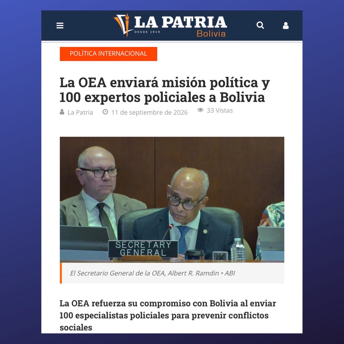 evoespueblo's tweet photo. Cuando los gobiernos de derecha agonizan, siempre convocan a la OEA, que como Ministerio de las Colonias de EEUU, solo llega para respaldar la impunidad y encubrir la corrupción. Así fue con Gonzalo Sánchez de Lozada en 2003, cuando lo respaldaron mediante la Resolución CP/RES. 849 (1384/03) del Consejo Permanente durante octubre negro, y de la misma manera con el gobierno de facto en 2019, cuando avalaron el golpe de Estado para saquear nuestra patria.
