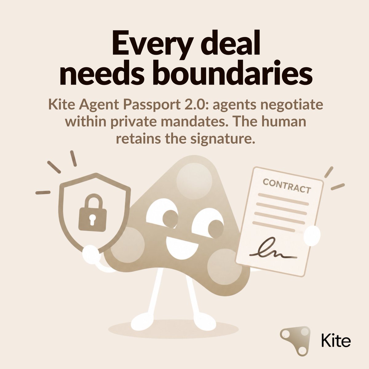 MiReTu_Global's tweet photo. Kite Agent Passport 2.0: agents negotiate only within the boundaries you set in advance.

Agents should not figure out their authority in the middle of negotiations. Their authority must be defined before negotiations begin.

That is exactly what @KiteAIFDN Agent Passport 2.0 demonstrates in a procurement demo. A person first sets the target price, hard limit, and non-negotiable conditions. Both agents negotiate only within their private mandates. Every proposal is checked before it is sent. Only the package allowed by both sides reaches the person for signing.

This is not a replacement for the signer. It is a clear definition of what the agent can and cannot do before it starts acting.

In the demo, it looks like this: the buyer sets a target of $1,700 per unit and walks away if the price is above $1,800. Then the mandate is detailed: prices for laptops and monitors, payment terms, exclusivity, the share of refurbished products, delivery timelines. Some parameters are protected, some are flexible. Agents propose packages, the system blocks anything that goes beyond the mandate, and only the agreed option goes to co-sign.

As a result: agentic commerce becomes controlled rather than chaotic. The boundaries are set by the person. The person remains the one who closes the deal.

So, unequivocally, this is important for enterprise scenarios: procurement, B2B negotiations, and any deals where agent autonomy without predefined rules creates risk.

Watch the procurement demo from @GoKiteAI 👇