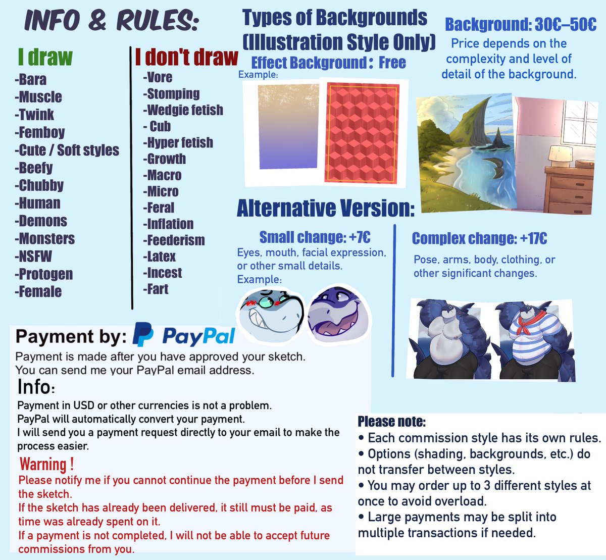 ThesharkSame's tweet photo. ✨ Hello guys ✨
Commissions OPEN until later!

For today’s opening: ILLUSTRATION STYLE ONLY! 🎨
Please make sure to read the price list first (linked below).

8 slots — random selection
Comment “I PARTICIPATE” + RT
❌ No DM, comments only please

Winners announced later, good luck! ✨