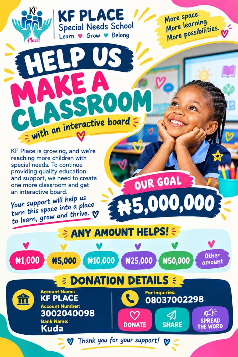 alakeboxxy's tweet photo. We need your kind support for expansion , my beautiful families ,  friends supporters and followers we need space for more special need kids ejoor PUT A SMILE ON OUR FACES THANK YOU
Account details
3002040098
KF place kuda Microfinance https://t.co/5Z0KhiRryV