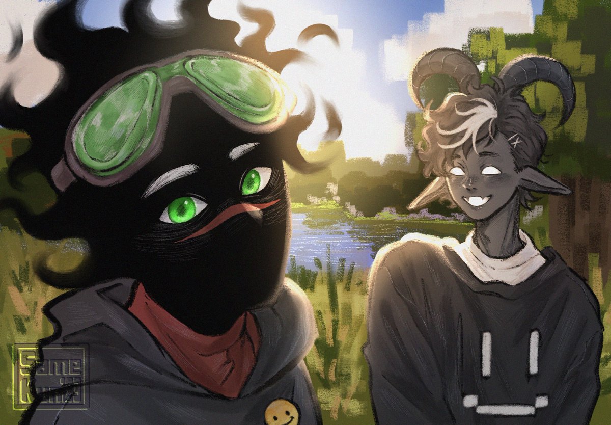 UnderTheSea_5's tweet photo. just two ded bffs hanging out  #thatmob #twixxel  #mcytfanart https://t.co/YJGQU1hhz1