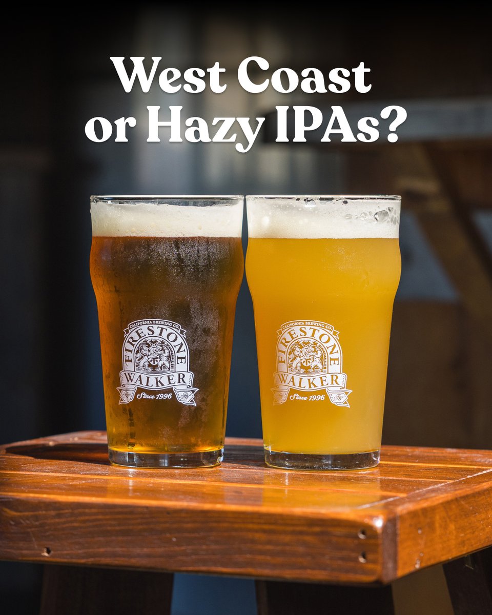 FirestoneWalker's tweet photo. You might love both of these IPA styles, but if you had to pick one: west coast or hazy? https://t.co/NiCdGOfxN2