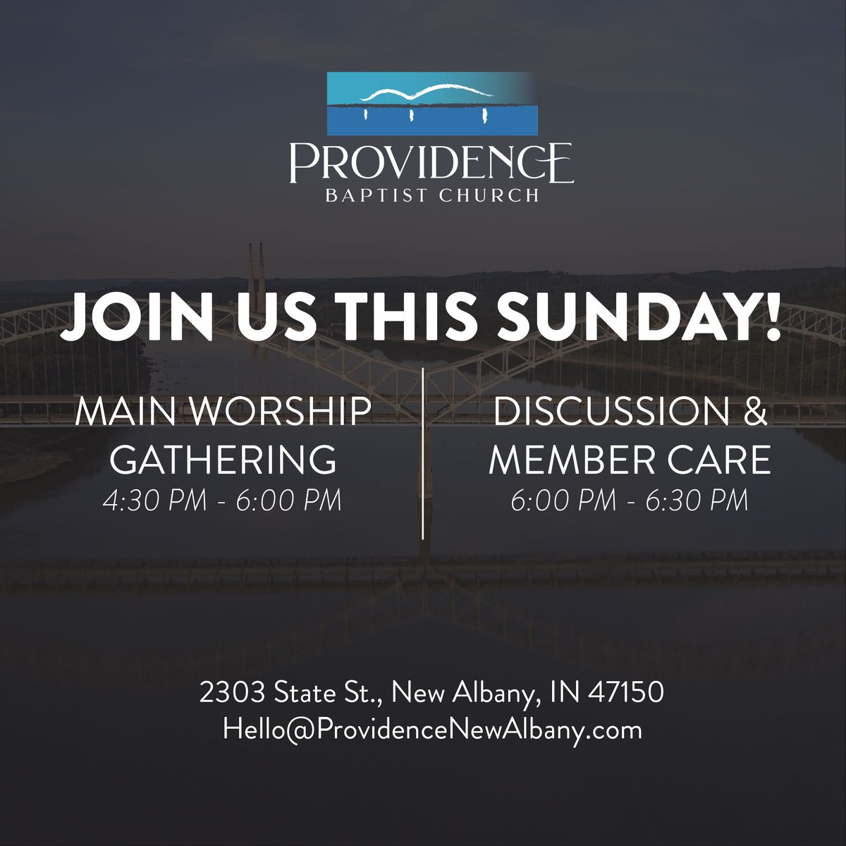 ProvNewAlbany's tweet photo. Looking for a church to gather with? Come join us at 4:30 pm today as we continue in our Gospel study of Matthew! Providence Baptist Church meets in the auditorium of State Street Baptist Church on State Street in New Albany, Indiana. #gosoin #church #comevisit https://t.co/yV0PWVA6Mh