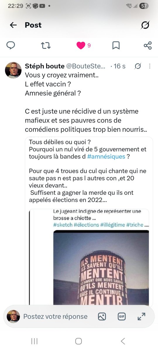BouteStephane's tweet photo. @PEGASE83000 La vraie question ❓️..

C est ..
Sommes nous capables de recommencer sous la #responsabilité et la #surveillance des mêmes blaireaux l #escroquerie qu ils ont appelés élections en 2022 ?
#Amnesie générale .. https://t.co/9KwPX9h9om