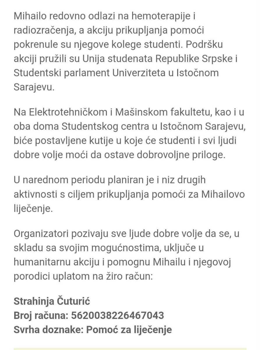 Stari_ratnik's tweet photo. Моја пријатељица скупља помоћ за сестрића, па ко је у прилици молим да помогне. Можете и да поделите да што више људи види. https://t.co/OQNY8GHp18