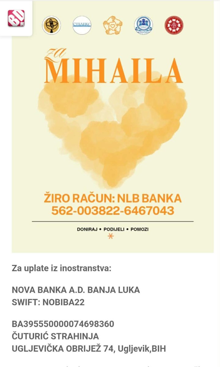 Stari_ratnik's tweet photo. Моја пријатељица скупља помоћ за сестрића, па ко је у прилици молим да помогне. Можете и да поделите да што више људи види. https://t.co/OQNY8GHp18