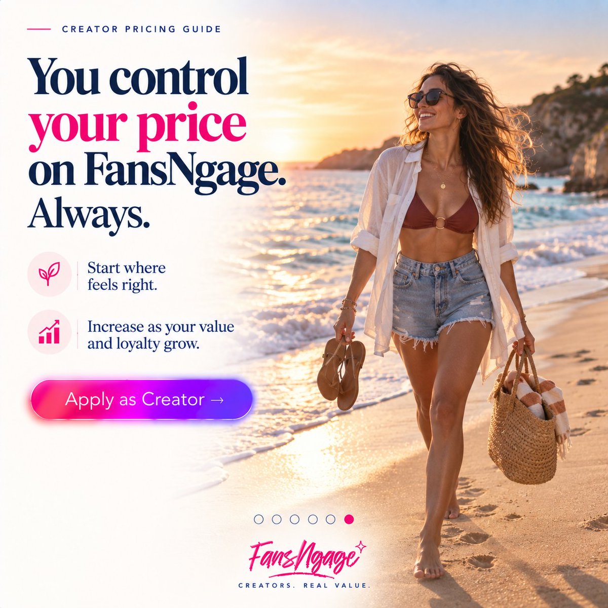 fansngage's tweet photo. 3. What would you price your subscription at?

Apply as a creator 👇 https://t.co/dZDhbAyFzo https://t.co/VYpPusRtO4