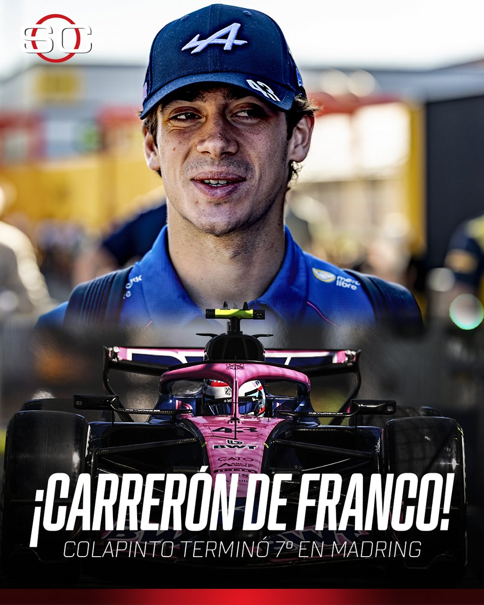 SC_ESPN's tweet photo. 🇦🇷 ¡¡FRANCO HIZO UN CARRERÓN EN MADRING Y VOLVIÓ A SUMAR PUNTOS!! 🇦🇷

🔥 ¡COLAPINTO LARGÓ 9° Y TERMINÓ 7° EN EL GRAN PREMIO DE ESPAÑA! 🔥

📺 #SpanishGP | Toda la temporada de #F1 por #DisneyPlus Plan Premium https://t.co/T8hggb0h78