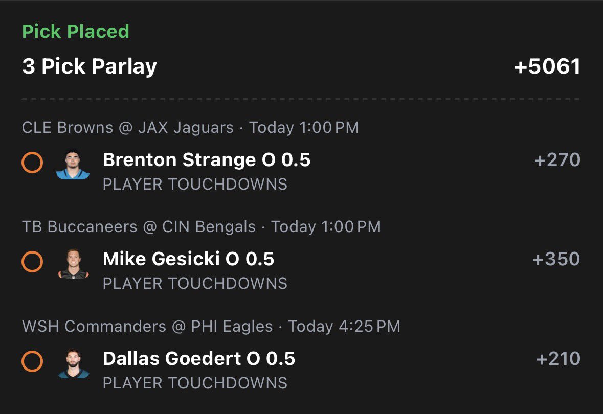stackempicks's tweet photo. +5061 touchdown lottery 

love all these TEs today. it’s week 1 so tail lightly but let’s start the NFL season with a bang 💥 https://t.co/KY1pB24nip