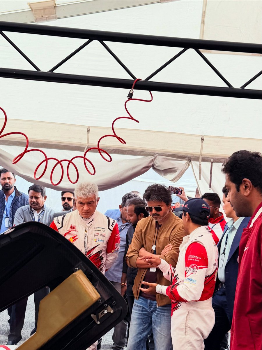 VijayFansTrends's tweet photo. It was absolutely wonderful to have CM Vijay and Sports Minister Aadhav Arjuna with us at Silverstone, supporting Ajith Kumar Racing throughout the race weekend. 

- Racer @narainracing https://t.co/9bXHKNZepk