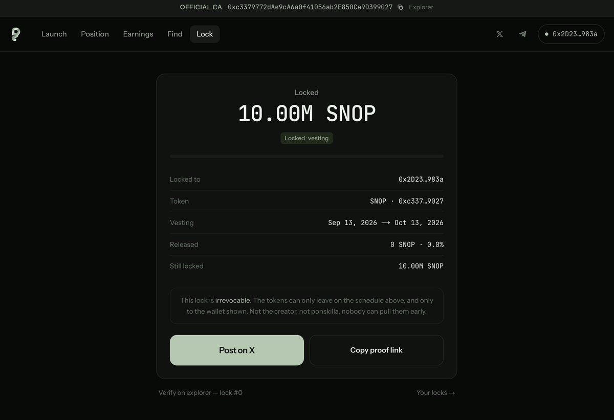 ponskilla's tweet photo. AS PROMISED!!

MORE PORTION OF THE DEV HOLDINGS LOCKED 🔒

USING THE @ponskilla LOCK FEATURES &amp; CONTRACTS

VERIFY: https://t.co/Le27bDM7KE https://t.co/VORJ1Jy2YP