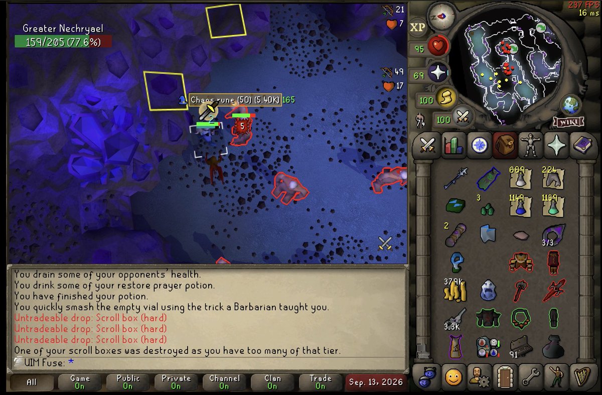 UIM_Fuse's tweet photo. What are the odds of getting THREE  hard clues from one stack of 7 Nechryaels?! Am I seeing things? https://t.co/67aqcFjzdR