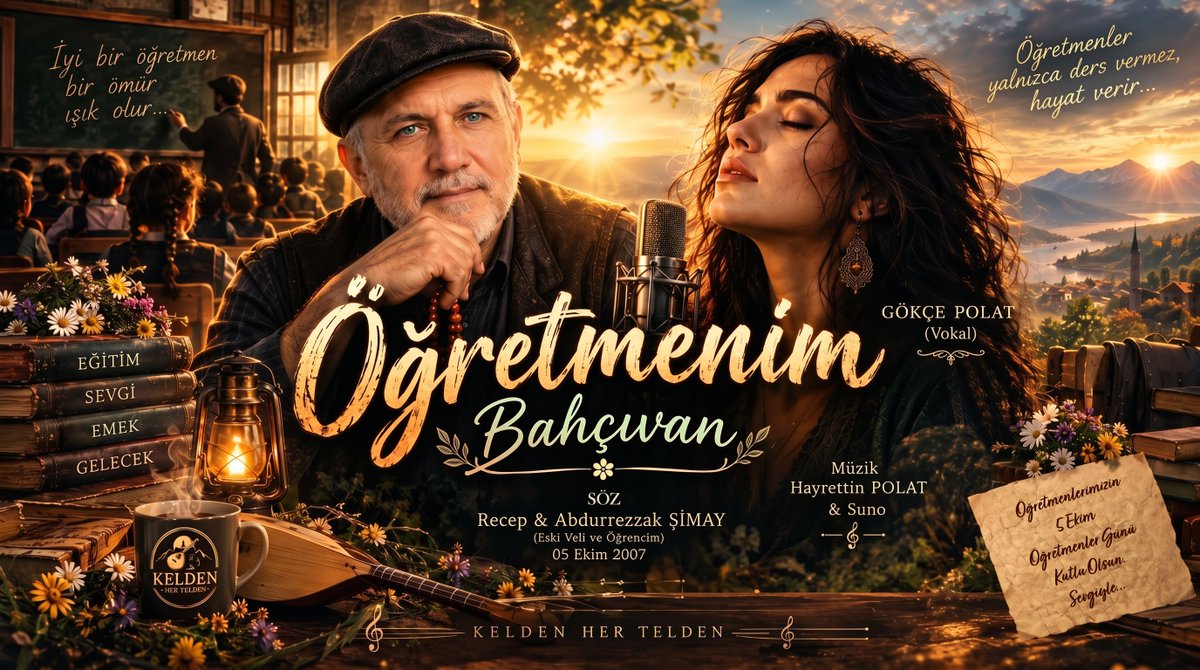 PolatHayrettin's tweet photo. Yarın çalacak ilk ders zili öncesinde; sınıfları sevgi bahçesine dönüştüren tüm öğretmenlerimize vefa dolu bir armağan:

🎵 "Öğretmenim - Bahçıvan"
✍️ Söz: Recep &amp; Abdurrezzak ŞİMAY
🎼 Müzik: Hayrettin POLAT

İlköğretim Haftası kutlu olsun!
🔗  https://t.co/Dzqo4V93UU https://t.co/jTU8LljdSN