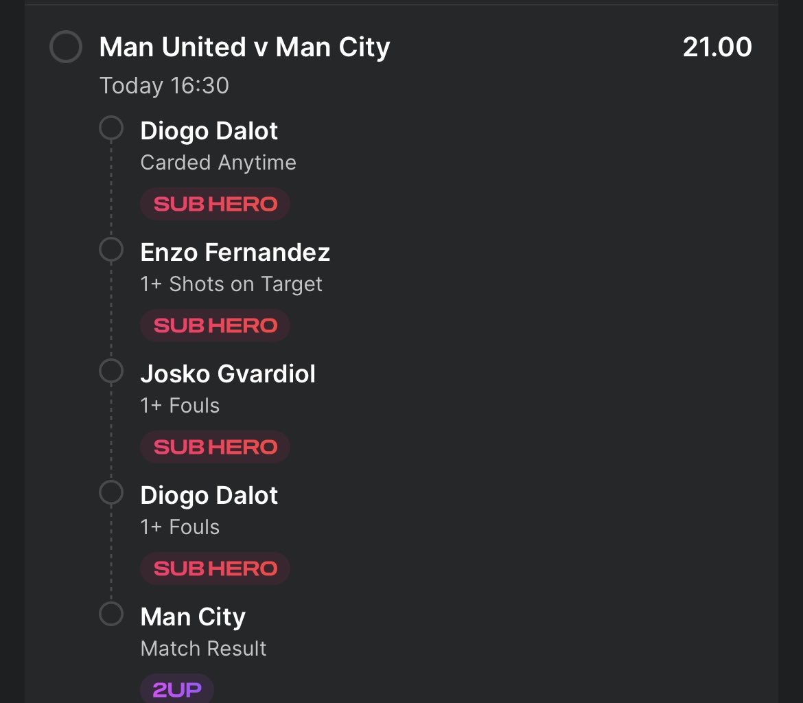 Guru_Tips17's tweet photo. LONGSHOT MANCHESTER DERBY BET BUILDER

🔴 Man United v Man City 🔵

🟨 Dalot to be carded
🎯 Enzo Fernandez 1+ shot on target
💥 Gvardiol 1+ foul
💥 Dalot 1+ foul
🏆 Man City to win

Odds: 21.00
Stake: 0.25u https://t.co/GFnD2SlYjH