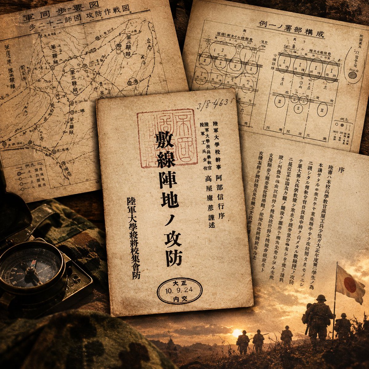 HeisyoKurabu's tweet photo. 🌸オススメの１冊🌸
国会図書館で眠る大正10年の戦術書を発掘。
『數線陣地ノ攻防』には、現代のウクライナ戦争にも通じる縦深防御・予備隊運用・連続突破の思想が詰まっていました。興味がある方はどうぞ。

↓サクッと解説用のnote始めました↓
https://t.co/QEbXLz3BlM
 #戦史 #戦術 #幹部候補生 https://t.co/yaX0nSFgRa