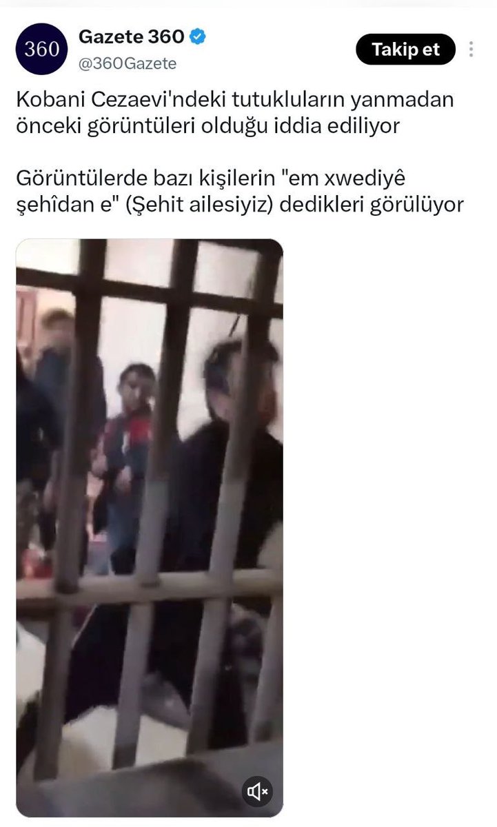 kaplan_rohat_'s tweet photo. Daha önce Şeyh Mürşid Xaznewi’nin çok eski bir açıklamasını bağlamından koparıp SDG’ye dair algı yaratmak için kullanan @360Gazete şimdi de eski bir hapishane görüntüsünü Kobani Zindanı olarak yayınlıyor. (Tutukluların giydikleri kışlık elbiseler bunun kanıtıdır)

Viral görüntüler ve haberleri dolaşıma tekrar sokan ve para kazanmanın tek düsturu olan bu sayfa apaçık bir yalan deposudur. İtibar etmeyin. Habercilik değil yalancılık yuvasıdır.