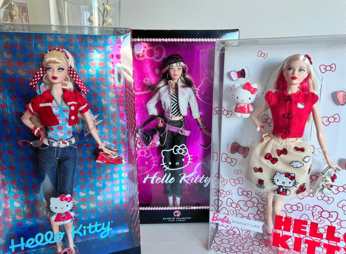 rapunzelsbrush's tweet photo. hello kitty barbies https://t.co/gtefN3Rsff