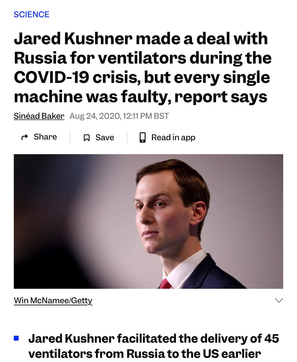 TheTurfConsett's tweet photo. @ShaunPinnerUA @oliwymom Jared Bob-A-Job Bonesaw Let-Blue-States-Die Kushner. He has always had Russian interests above American interests and his own interests above all. Saudis gave him $2B the day Trump was flashing top secret docs to Kid Rock et al at Bedminster Golf 🤦‍♀️ https://t.co/YquUYdgTGr