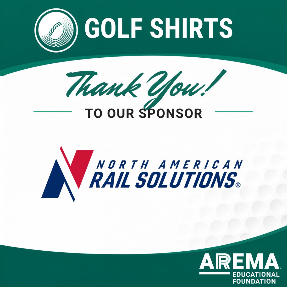 AREMArail's tweet photo. The AREMA Educational Foundation Golf Tournament is made possible by the generous support of our sponsors.

We’re grateful to each company helping make this year’s tournament a great experience. https://t.co/63vyZzJteP