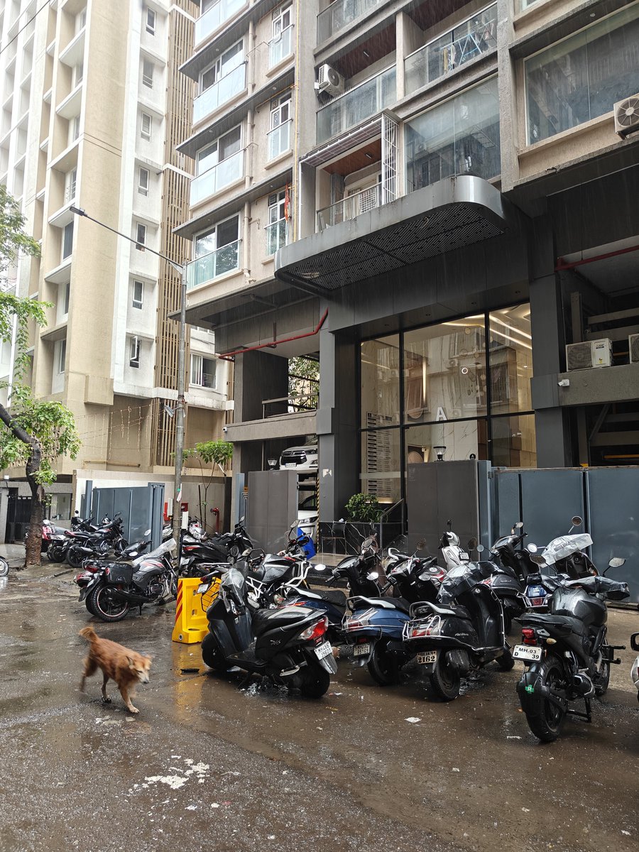 malays05's tweet photo. 1/2
@mybmc @mybmcWardN @ParagShahBJP
This is the situation near Vallabhbaug Ext, after Sai Baba Mandir, Ghatkopar East.
Bikes belonging to residents of Gurukrupa Agam A &amp; B Wing, 149 are parked right up to the road, in 2–3 layers, leaving virtually no space for vehicles to pass. https://t.co/cwig81I9Ow