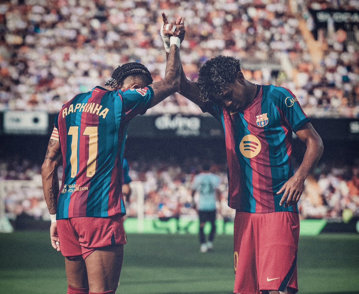 FabrizioRomano's tweet photo. 🔵🔴🫂 Lamine Yamal and Raphinha have generated 19 G/A in 6 games in all competitions so far.

8 goals, 3 assists for Raphinha. 🇧🇷

6 goals, 2 assists for Lamine. 🇪🇸 https://t.co/ys3ge11Uvx