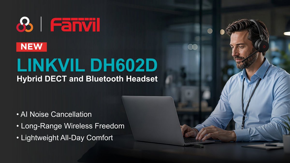 888Voip's tweet photo. Introducing the Fanvil LINKVIL DH602D Hybrid DECT and Bluetooth Wireless Headset! Engineered specifically for modern business communication and ultimate multitasking. 

Learn more here: https://t.co/1ulg1qJQwc https://t.co/ac8fjOTc7f
