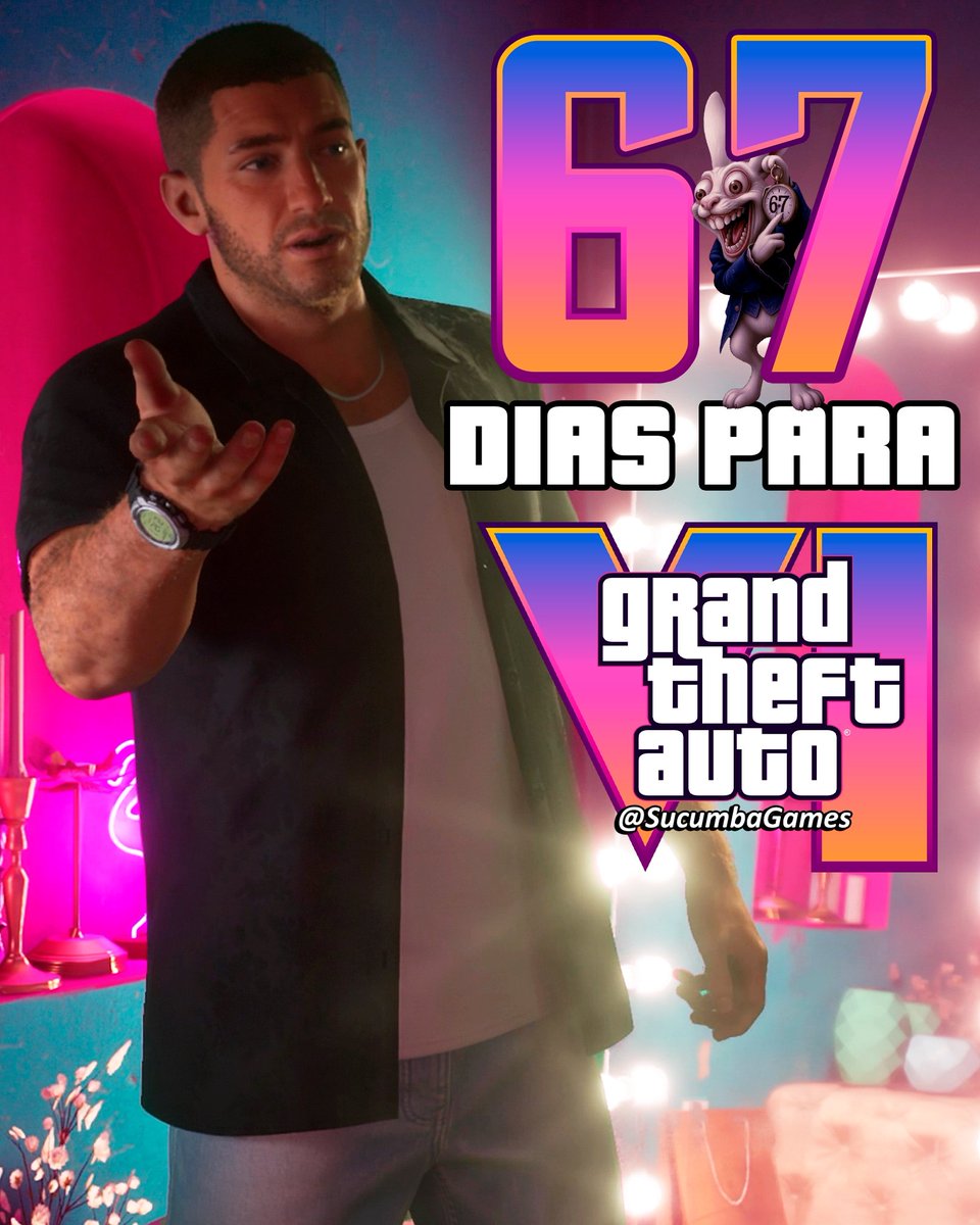 SucumbaGames's tweet photo. Faltam apenas 67 dias para o lançamento de Grand Theft Auto 6 🌴💜 https://t.co/keCxb1beRM