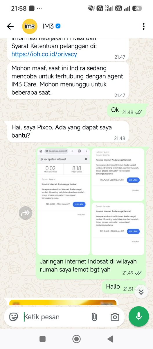 NSMsidiq's tweet photo. Live agentnya emang SOP nya sengaja di lama2in balesnya yah?
@CareIM3 https://t.co/xXoKb1s5Ou