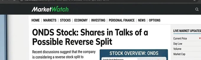 AYAISHIDA's tweet photo. 🚨
$ONDS

WATCH 📷 Reverse split talks are heating up.  A major move for the company as it tries to improve share structure and market visibility. 📷 🔥 https://t.co/00Q5cDz70Y