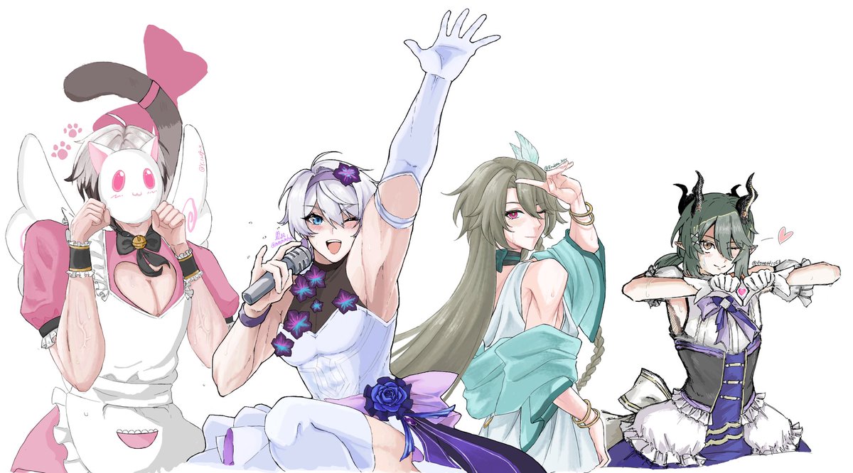 mmmmhyb's tweet photo. 崩壊3rd英傑男子アイドル　絵チャ合作しました‼️ https://t.co/4rFLN9jUqi