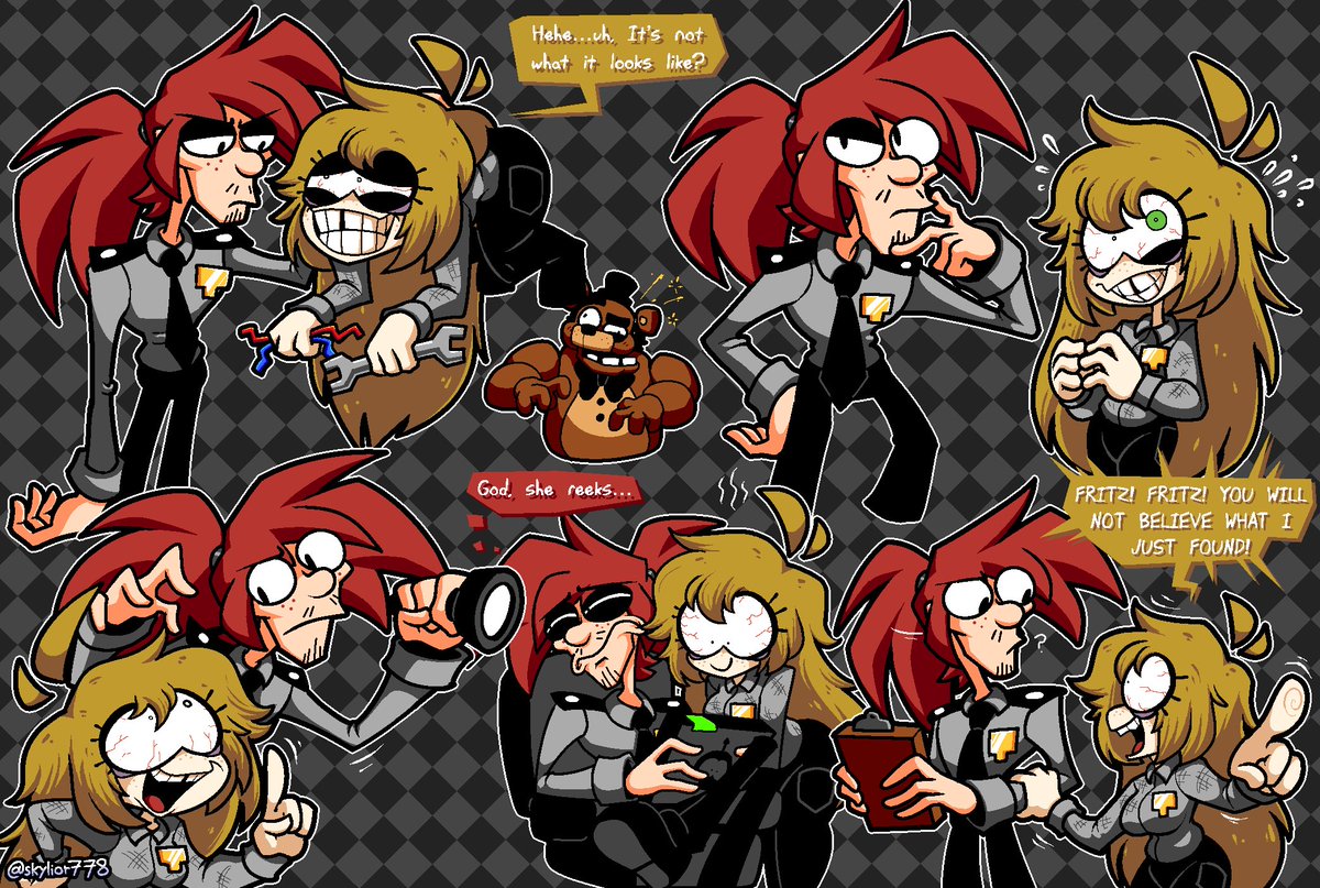 skylior778's tweet photo. Your run of the mill swap AU featuring the idiotic duo, Vanessa Smith and Fritz Shelly.

#Frickbears3 #FiveNightsAtFrickbear3 https://t.co/iwIDBqp4u2