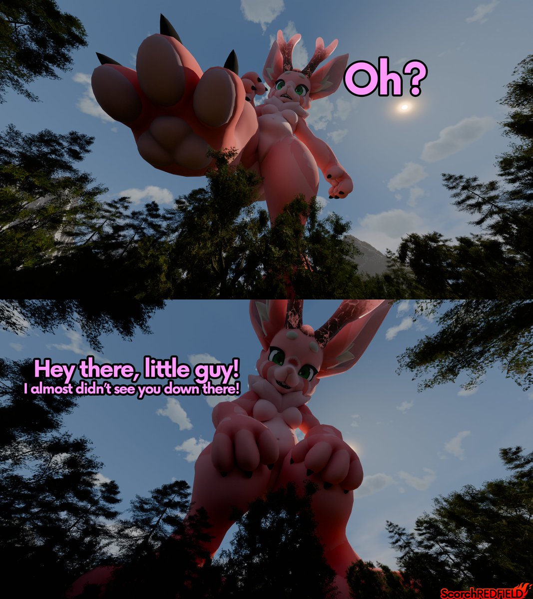 ScorchRedfield's tweet photo. Sakura actually watches her step, noticing you just in time.

#macrofurry #furry #blender https://t.co/Un6kt7hqH7