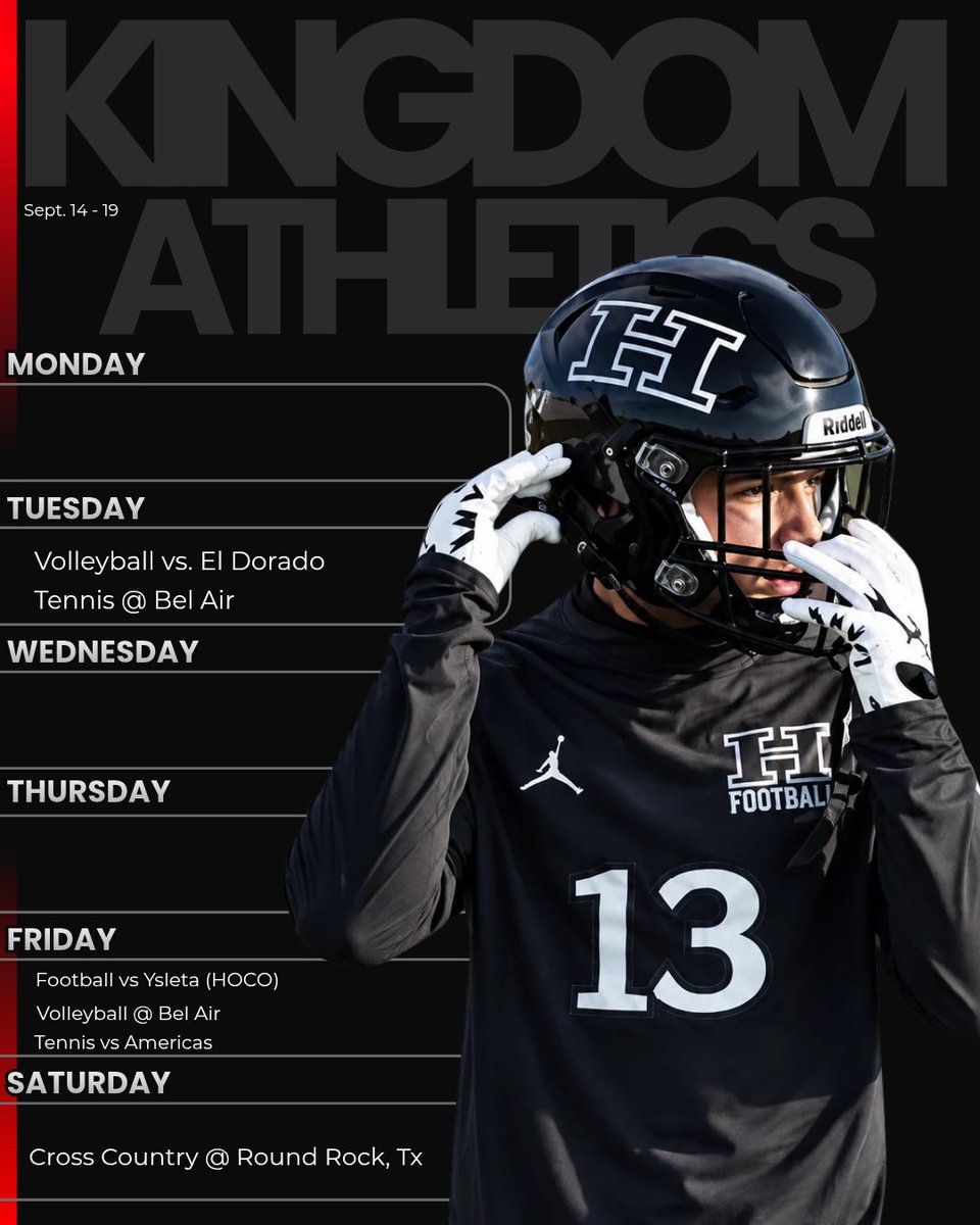Coach_Veliz's tweet photo. 🏰 HANKS ATHLETICS 🏰
⚔️Sept. 14-19, 2026⚔️

💥Homecoming Week at #TheKingdom💥

COME SUPPORT THE KNIGHTS!! 
#RiseAndConquer 
🏈🏐🏃🎾

@2Wordstv: GREAT TEAMMATE 

@JMHanksHigh @HanksAthletics @YISDAthletics1 https://t.co/XPhN6eG3P2