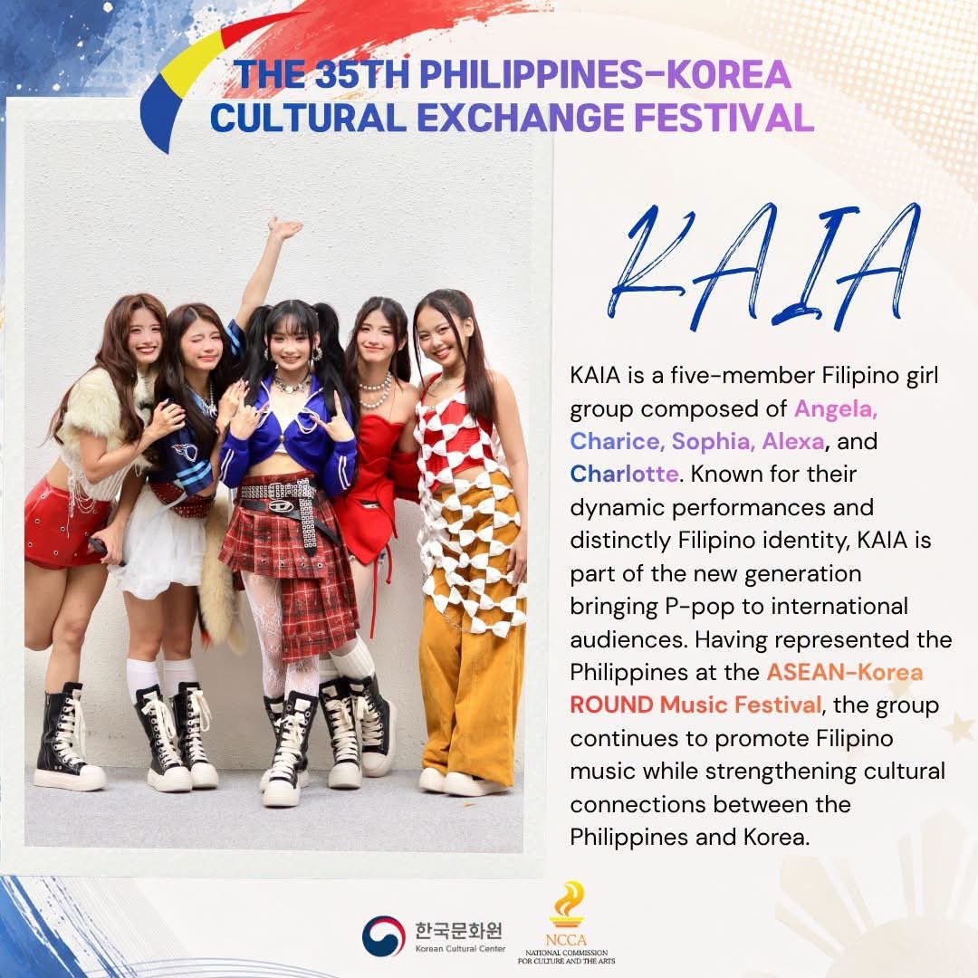 KAIA_CharicePH's tweet photo. Don’t miss KAIA at the 35th Philippines-Korea Cultural Exchange Festival 2026!

📆 September 15, 2026
⏰ 3PM onwards
📍 The Metropolitan Theater

Register here:
https://t.co/aAZ8tZ2GmP

𝐀𝐝𝐦𝐢𝐬𝐬𝐢𝐨𝐧 𝐢𝐬 𝐅𝐑𝐄𝐄!

#KAIA #35thCulturalExchangeFestival https://t.co/FDhrST2pqj