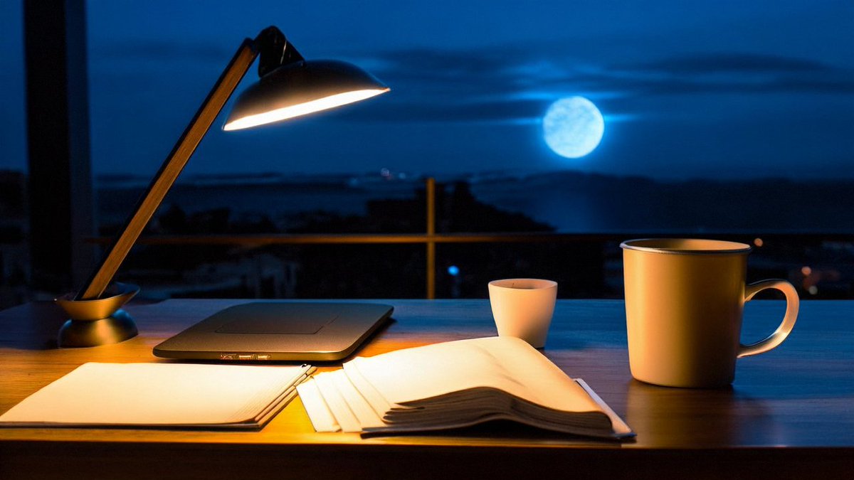 MichelineMcuu's tweet photo. Back in the office after dark, coffee cup empty, to-do list longer than my shadow—another quiet evening grind to wrap up what matters.， https://t.co/VuEq5l5SEA