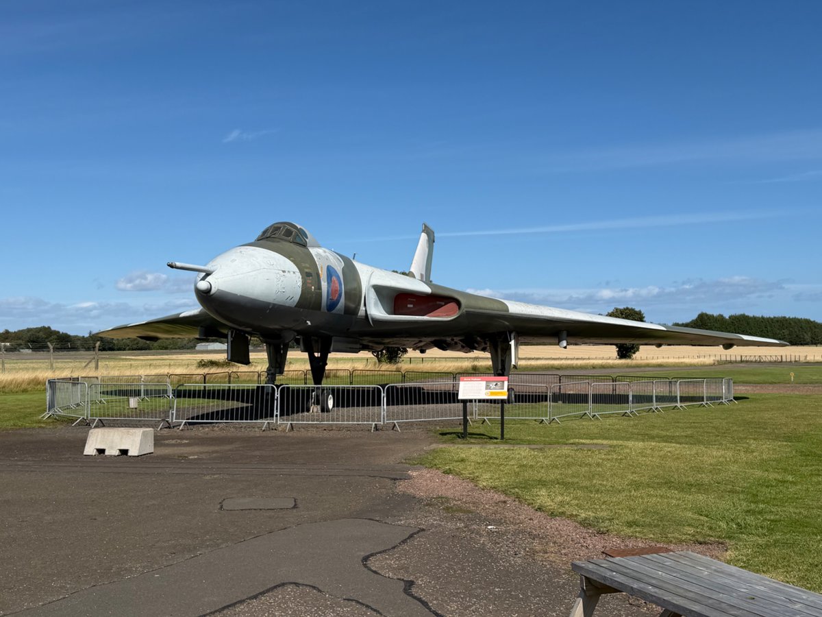 _SCKP_'s tweet photo. @OnDisasters The Vulcan Lackman copiloted, XM597, is on display at the National Museum of Flight in Scotland with a Brazilian flag on the nose. https://t.co/fSR3zrXedM