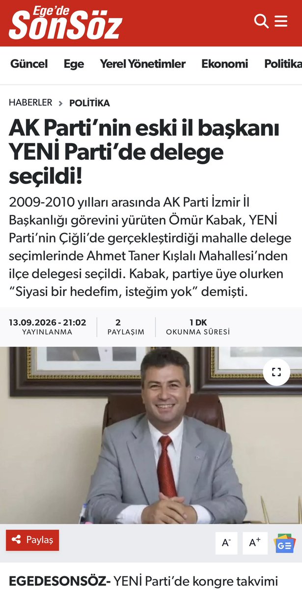 kabak_omur's tweet photo. YENİ Parti’ye üye oldum, ülkemin durumu ve Özgür Özel-Ekrem İmamoğlu’na destek için.
Bilen bilir internetten üye olurken “partide görev ister misiniz” diye soru kısmı var. Hayır demiştim, “sade üye olarak kalmak isterim.”
Bugün mahalle delege seçimleri vardı , katılıp oy vermek isterdim ama 3 ay önceden ödemelerini yaptığım yurt dışı gezim nedeniyle İzmir’de değilim. İnşallah sonraki seçimlerde oy kullanırım demiştim.
Sürpriz şekilde, haberim olmadan ilçe delegesi seçilmişim. Haberi biraz önce Paris’te aldım. Sağ olsun ilçe başkanı değer vermiş, teşekkür ederim. Geçen hafta telefonda nezaketen tanışmıştık, hiç yüz yüze gelmedik. Delege konusu da hiç konuşulmadı.
#YENİpartiiktidarolacaktır
@yenipartiyiz 
@yenipartizmiril