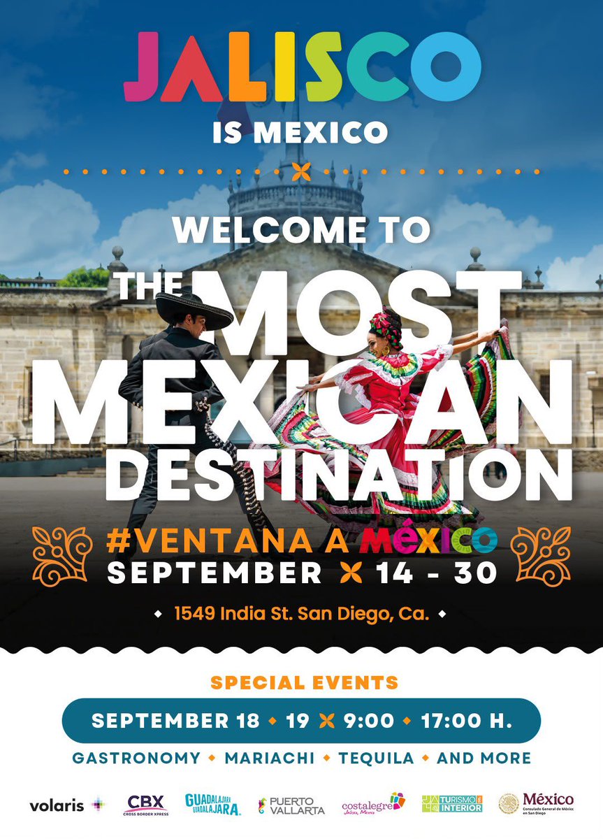 ConsulMexSdi's tweet photo. .#DoNotMissIt Tomorrow we will welcome @turismojalisco, the most Mexican destination, at #VisitMexico / #VentanaAMéxico, the 1st tourism promotion office of @SRE_mx in the U.S.A. Enjoy gastronomy, handicrafts, tequila, and much more through special events from 14 to 30 September https://t.co/CZ7lo1Quhi