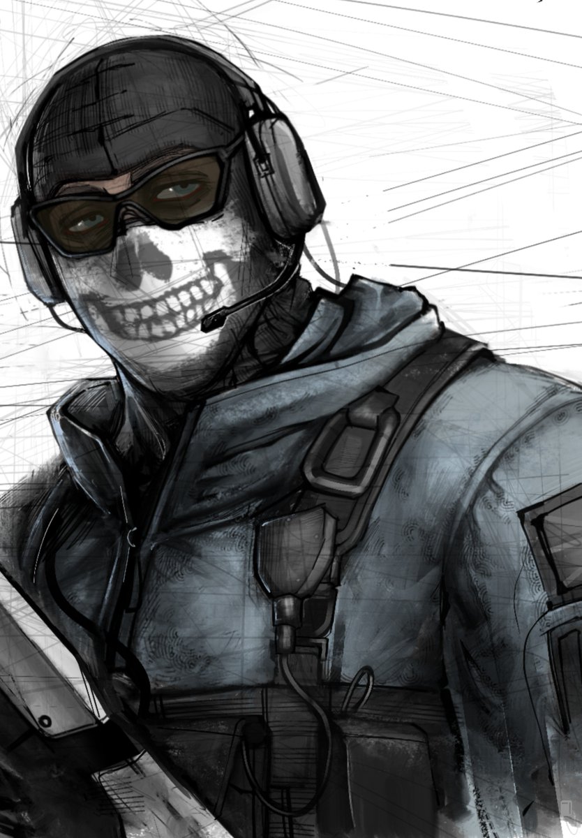 alcvol40's tweet photo. 2009 &amp; 2022 ghost sketch version 

#cod #simonriley #callofduty #ghost https://t.co/Mj9HvtR4nx