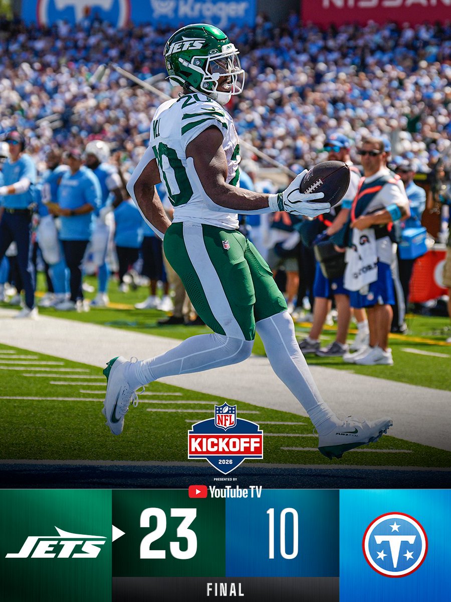 NFL's tweet photo. FINAL: The @nyjets open the season in the win column! https://t.co/L8hrLVp2xW