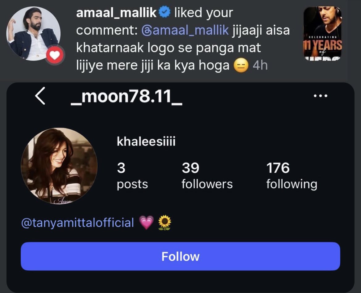 factonfact99's tweet photo. @AmaalMallik Amaal liked this post confirm that his jijaji to Tanya fd @itanyamittal behen nahi hai seedha biwi ban gai hai okey jiju #amaalmallik 🥺shaadi kab hai #tanyamittal #amaanya #baserali #farrhanabhatt https://t.co/0ZRuiETqFj