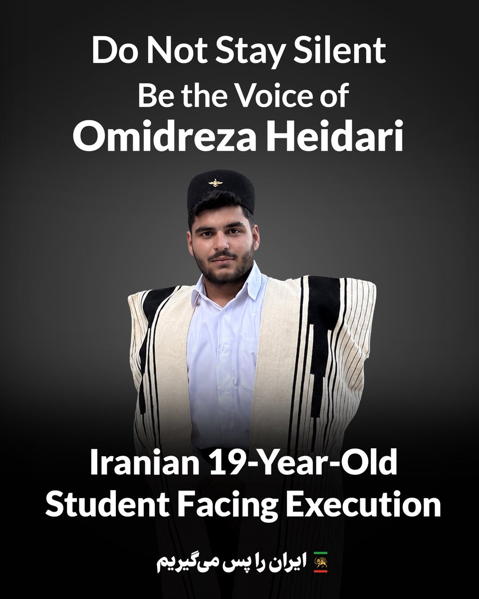 PahlaviComms's tweet photo. Omidreza Heidari, a 19-year-old student in Isfahan, is at risk of execution on fabricated charges. Desperate to avenge its international humiliation, the bloodthirsty Islamic Republic regime is once again targeting the life of an innocent young man.

On February 10, during Iran’s national Sun and Lion uprising, regime plainclothes forces stormed Omidreza’s family home and arrested him. He was then held for a period in undisclosed detention centers. Now, the Islamic Republic’s machinery of repression is coming for his life.

Do not look away from this atrocity. Break the silence. Be Omidreza Heidari’s voice, and do not let another young life be sent to the gallows.

#LastBreath