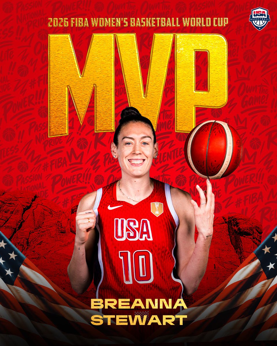 50NuancesDeNBA's tweet photo. BREANNA STEWART, ÉLUE MVP DE CETTE WORLD CUP !

Et elle devient la deuxième joueuse de l'histoire remportant 4 Coupes du Monde, rejoignant Sue Bird ! https://t.co/xwgPhUCZxd
