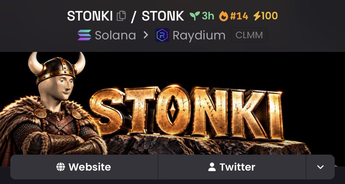 STONKIVIKING's tweet photo. $stonki is now #14 on Dexscreener. 

https://t.co/3dTmlGT3Gi hold stonki. earn stonk

The helmet stays on. https://t.co/plciu0CVVV