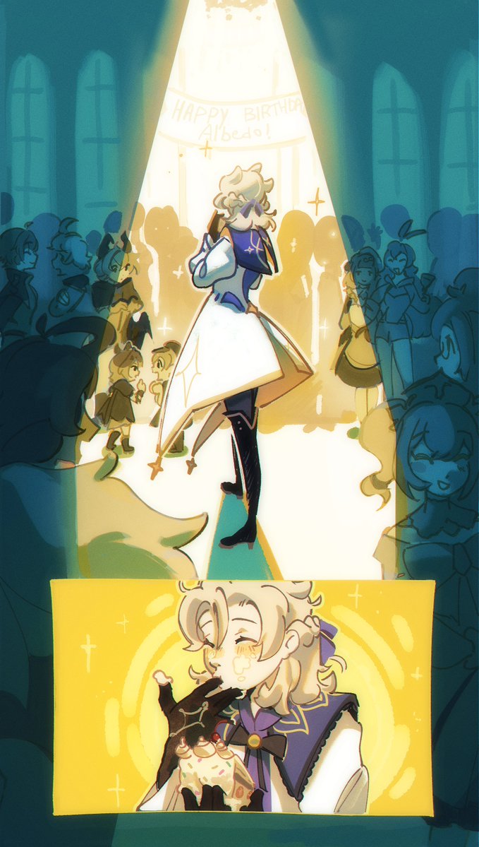 Purredus's tweet photo. There are two sides: the prince and the cake-devouring creature

Happy birthday, Albedo ✨(*ˊᵕˋo🍰o https://t.co/90pqbec4L3